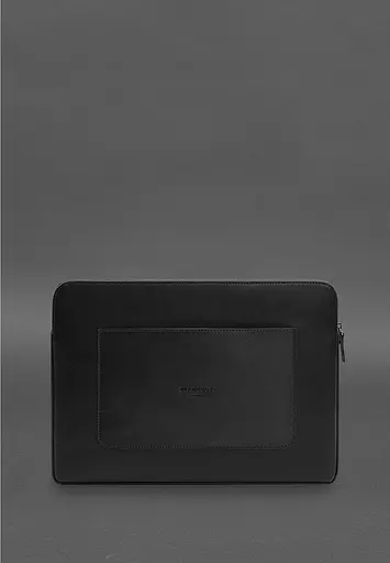 Кожаный чехол BlankNote для ноутбука на молнии с хлястиком и карманом Черный - фото 4