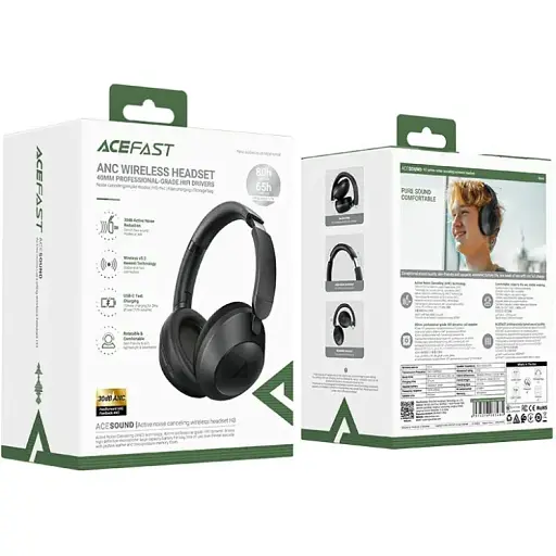 Гарнитура Acefast H3 ANC Bluetooth+35мм Black - фото 3