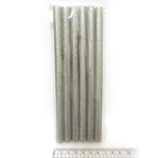 Клей-стержни для клеевого пистолета, Silver, 18 х 1.1 см, глиттер, 6 шт. в упаковке