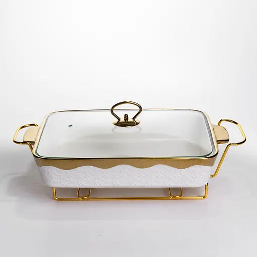 Мармітниця порцелянова Yiwu 2 л на металевій підставці з підігрівом 40х22.5х15.5 см марміт для перших страв HNG-112-15 - фото 6