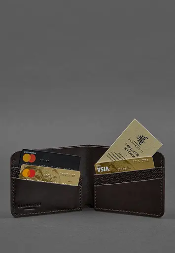 Мужской кожаный портмоне 4.1 (4 кармана) коричневый Карбон - фото 3