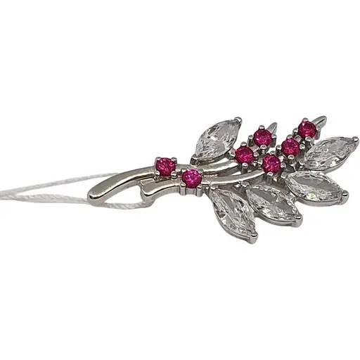 Серебряная брошь Ирий с фианитами. 9522