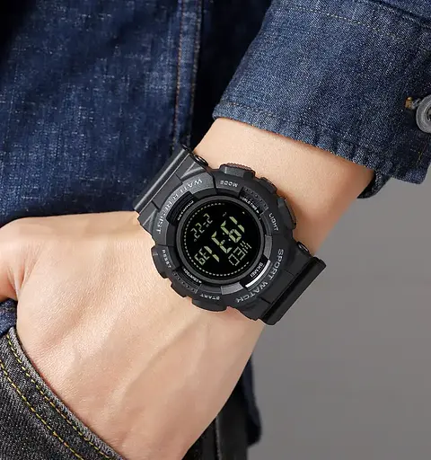 Часы мужские спортивные Skmei 2077 с компасом (Черные) - фото 8