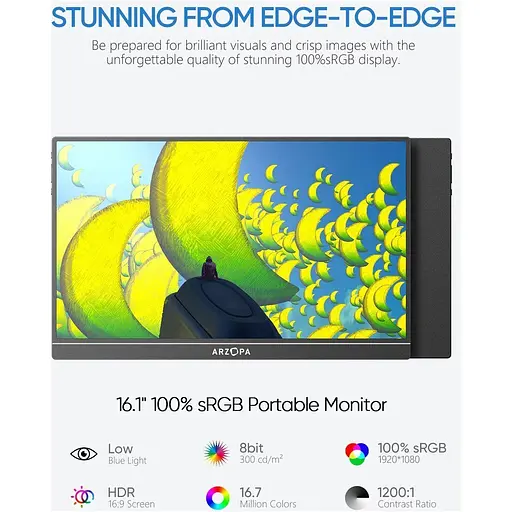 Портативный монитор Arzopa 16,1" Z1C IPS Full HD Black (139541) - фото 5