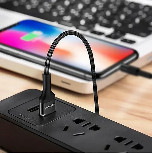 Шнур зарядный Usams Lightning iPhone 5, 6, 7, 8 X 11 алюминиевый - фото 1