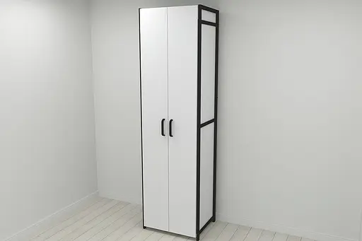 Шкаф Гардероб Уни секция 7 серии Конект Ferrum-decor 220x60x50см Черный металл ДСП Белый 16 мм (FRD-104559) - фото 5