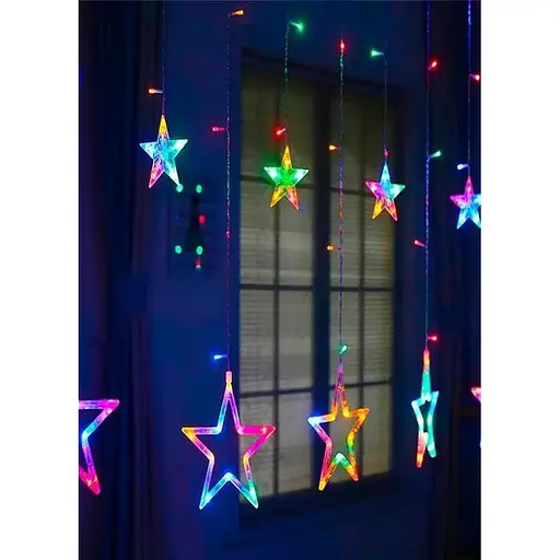 Гірлянда від мережі Зірки 3х 0.6м Світлодіодна новорічна гірлянда Різнокольорова - фото 1