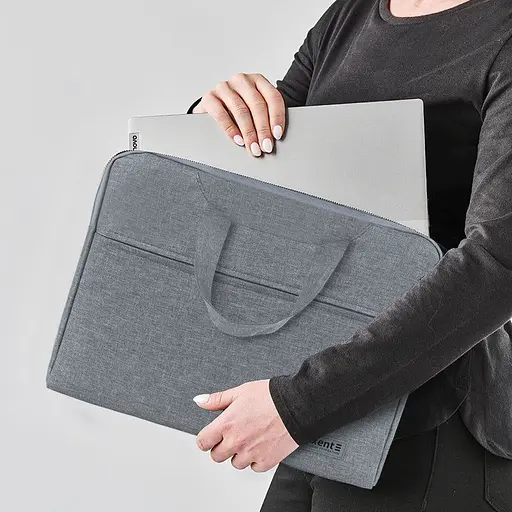 Сумка для документов текстильная А4 1 отдел светло-серая (1632-01-A) - фото 6