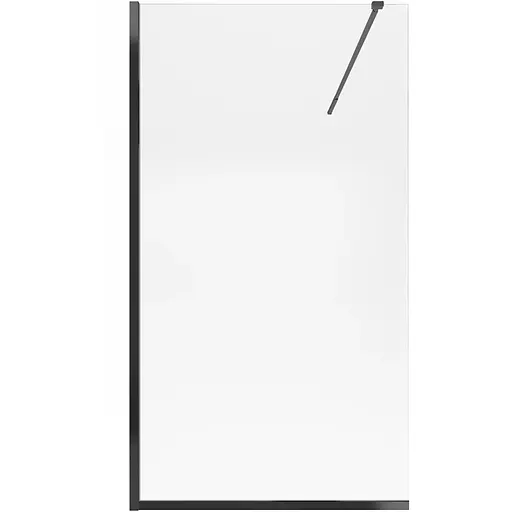 Душевая перегородка Qtap Walk-In Standard BLM201.C8 100x200 см, стекло Clear 8 мм, покрытие CalcLess, прозрачный, черный - фото 1