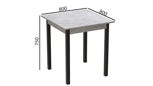 Стол кухонный Ferrum-decor Агата 75x90x90 Черный ДСП Бетон 16мм (FRD-105563) - фото 4