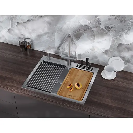 Мийка для кухні Nett NS-5747 накладна з нержавійки кухонна станція - фото 7
