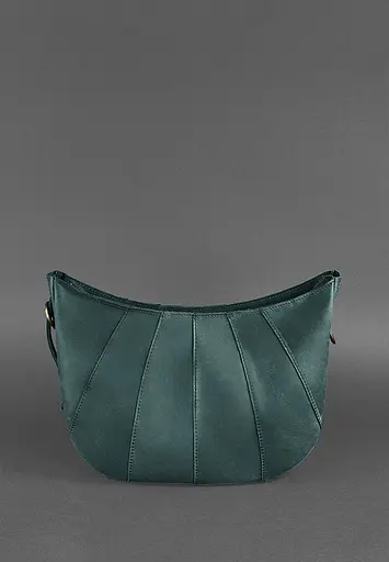 Шкіряна жіноча сумка Круасан зелена - фото 5