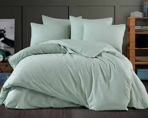 Постельное белье Charlotte Mint Сатин-Stripe / простыня на резинке Cotton Shine pbe0052111 - фото 1