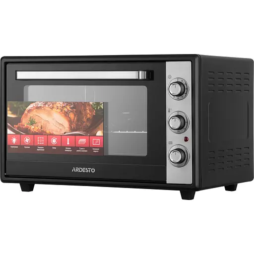 Печь электрическая Ardesto 60 л, 2000 Вт, механич., конвенция, двойное стекло, черный - фото 1