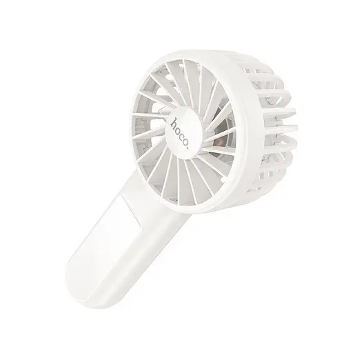 Портативный ручной вентилятор Hoco HX60 на аккумуляторе 1200mAh с ручкой мини ветродуйка Белый - фото 4