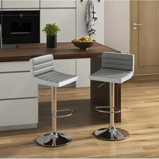 Комплект барных стульев Costway Alisa экокожа серый - фото 3