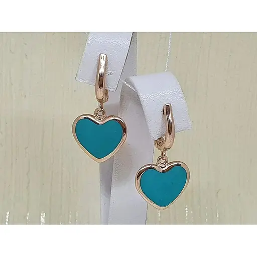 Золоті сережки-підвіски Favoritum Серця з емаллю. 210181 - фото 3