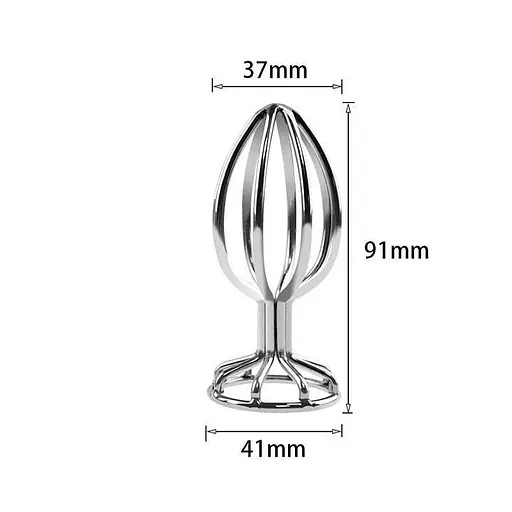 Пробка анальная фигурная ребристая стальная SexyFire L 3,7 см металлик - фото 7