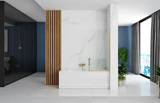 Шторка для ванни Rea Elegant 70 brushed gold нерухома REA-W6600, Універсальна, прозорий, золотий - фото 3