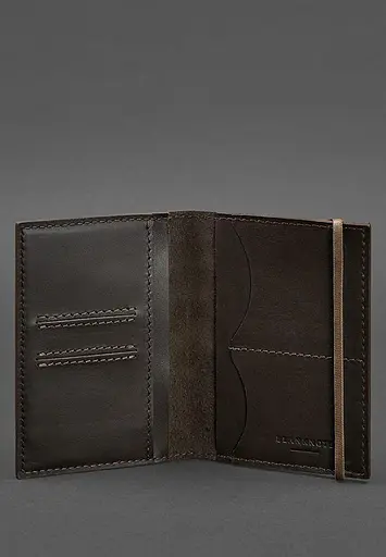 Шкіряна обкладинка для паспорта 2.0 темно-коричнева - фото 3