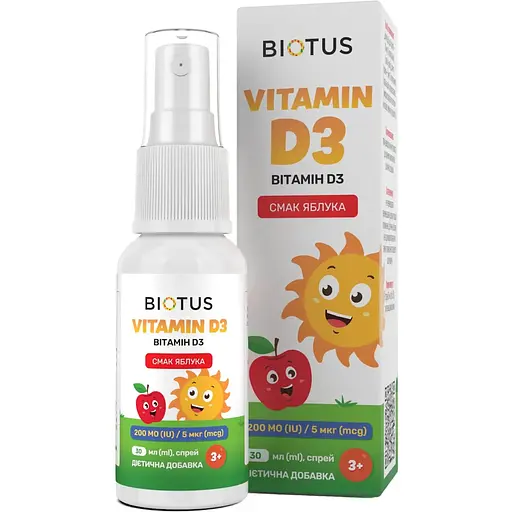Вітамін D3 Biotus спрей для дітей смак яблука 30 мл