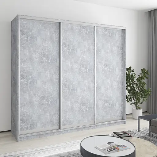 Шафа-купе тридверна MebelStar Комбо AL 3ДСП 230x60x210 см Бетон (MBS-3323)