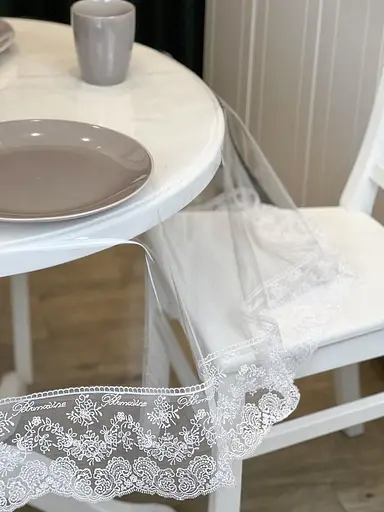 Силиконовая скатерть с белым кружевом Блюмарин 10 см 290х150 см - фото 4