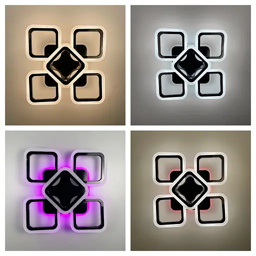 Стельова чорна люстра LED на 4+1 ріжки-квадрати | Арт. A 2400/4+1S RGB BK BK | Line F - фото 5