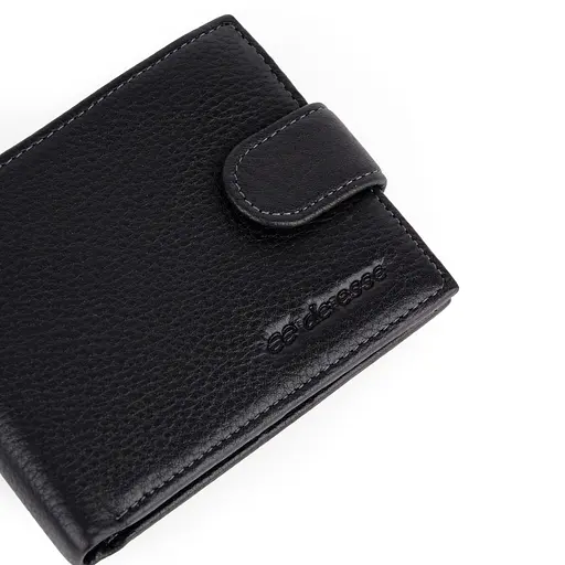 Портмоне чоловіче шкіряне De Esse LC47891-1 чорне на кнопці - фото 6