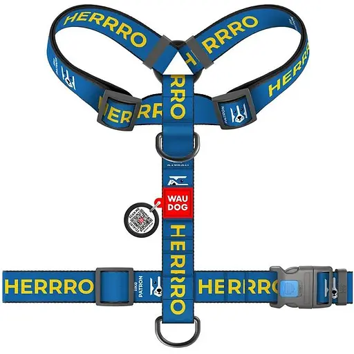 Шлея для собак Waudog Nylon анатомічна H-подібна з QR-паспортом, малюнок "Патрон", пластиковий фастекс, розмір XL - фото 2