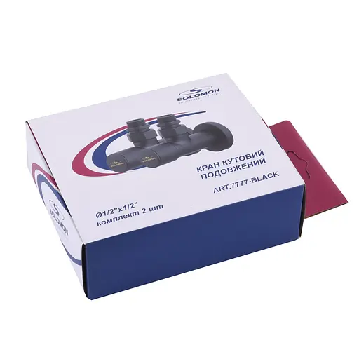 Набір Кран вентильний кутовий з американкою Solomon Lux 1/2″ 7777 (2шт.) Black 000020284 - фото 5