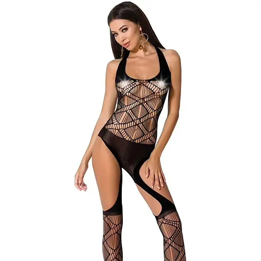 Бодистокинг Passion BS060 комбинезон имитация трусиков и гольфиков S/M/L black