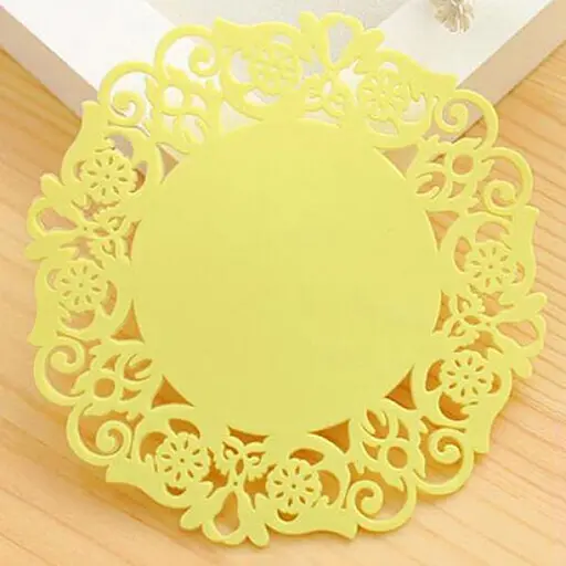 Підставка мереживна силіконова під гаряче килимок для чашки банки 15 см (комплект з 2 шт.), Kitchen Master Жовтий 85115 - фото 4