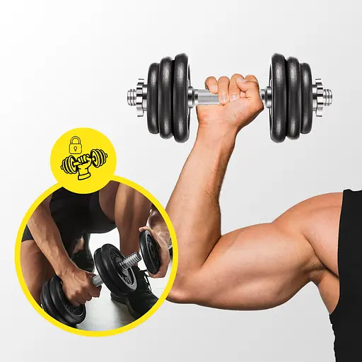 Гантелі металеві Cornix 2 x 10 кг набірні, в кейсі Black XR-0441 - фото 6