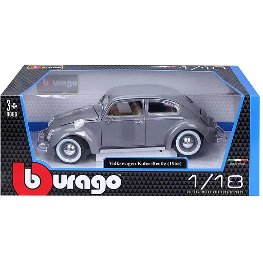 Автомодель Bburago Volkswagen Kafer Beetle 1955, 1:18 серая (18-12029 GY) - фото 9