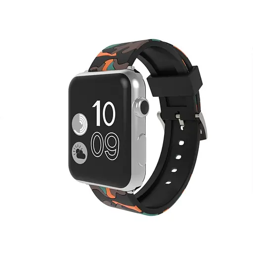 Ремінець Creasted для годинника Apple Watch 42 мм 44 мм силіконовий з пряжкою, Camouflage with orange - фото 2