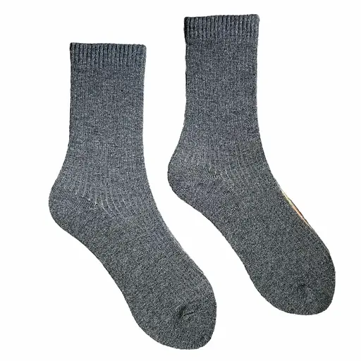 Шкарпетки жіночі в рубчик з індійської бавовни темно сірий меланж 213085 - фото 1