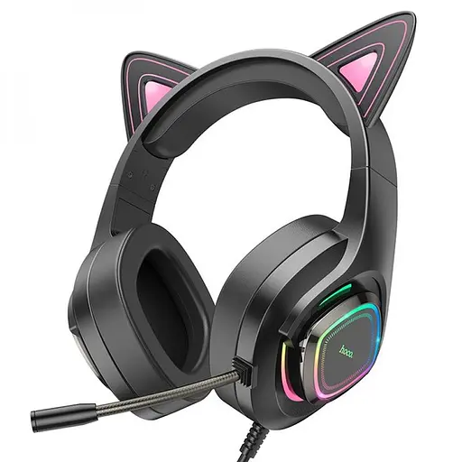 Игровые наушники с ушками Hoco W107 розовый - фото 2