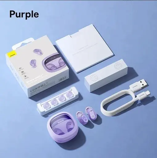 Навушники бездротові Baseus Bowie wm02+ NGTW280105 стереогарнітура в кейсі фіолетова - фото 7