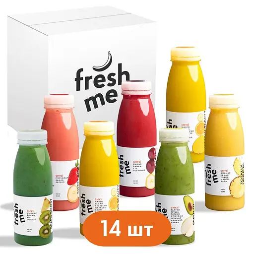 Смузі FreshMe Мікс смаків смузі Набір 250 мл х 14 шт