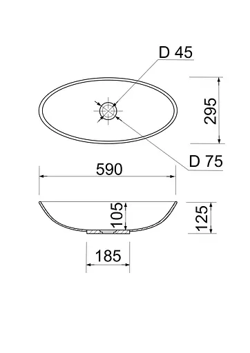 Раковина Adamant умывальник ANDERE NEW искусственный камень овальная без перелива черно-белый - фото 10