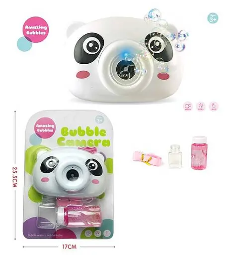 Мильні бульбашки 3939-93 A фотоапарат Панда звук, шнурок, на аркуші (6969770190226) - фото 2