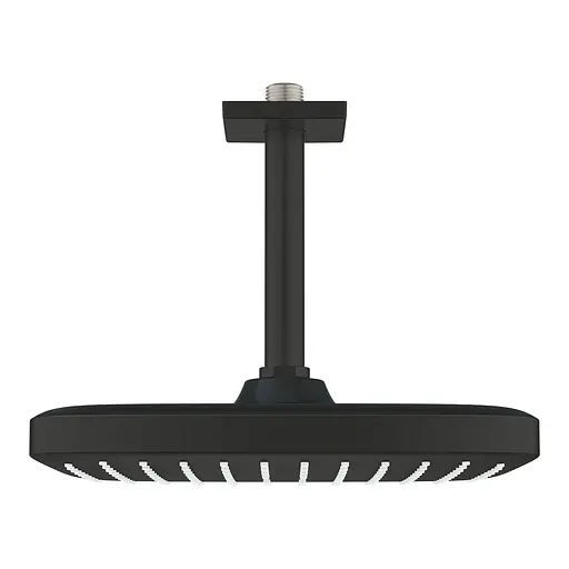 Верхний душ с потолочным душевым кронштейном 142 мм, 1 режим струи Grohe Tempesta 250 Cube 266882430, Черный матовый - фото 1