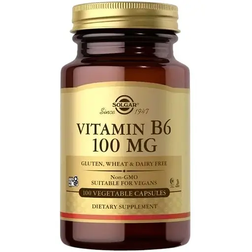 Вітаміни та мінерали Solgar Vitamin B6 100 mg, 100 вегакапсул