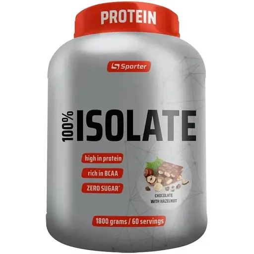 Сироватковий ізолят Sporter 100% Isolate 1.8 кг Шоколад-фундук - фото 1