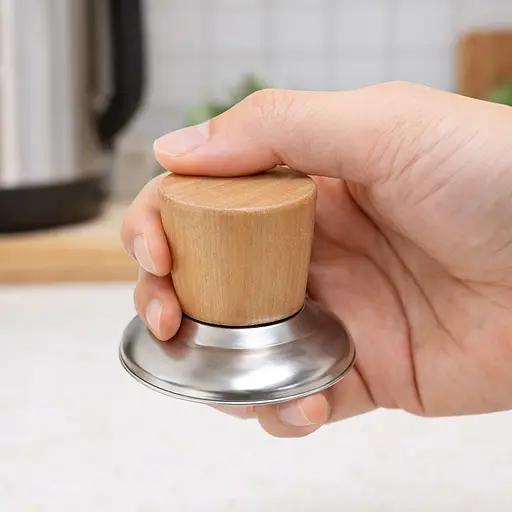 Ручка для крышки кастрюли сковороды из нержавеющей стали с деревянным верхом Коричневый 88212 - фото 3