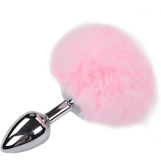 Металева анальна пробка Alive Fluffy Кролячий хвостик Plug S