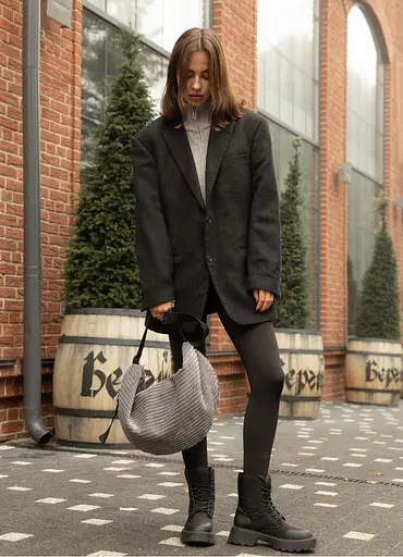 Женская сумка Sambag HOBO Bag-glove тканевая графитовая 50×28×5 см (53400809) - фото 7