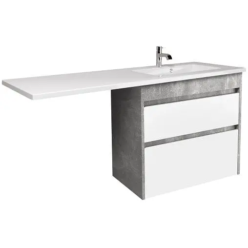 Тумба Мойдодир Polo Loft 80-U Adam 140 R Сірий підвісна з крилом над пральною машиною Цемент матовий - фото 1