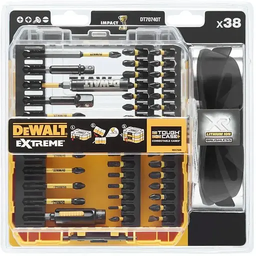 Набір біт і насадок DeWalt Extreme Flextorq Phillips Pozidriv Torx, Slotted L=25, 57, 85 мм 38 шт. (DT70740T)